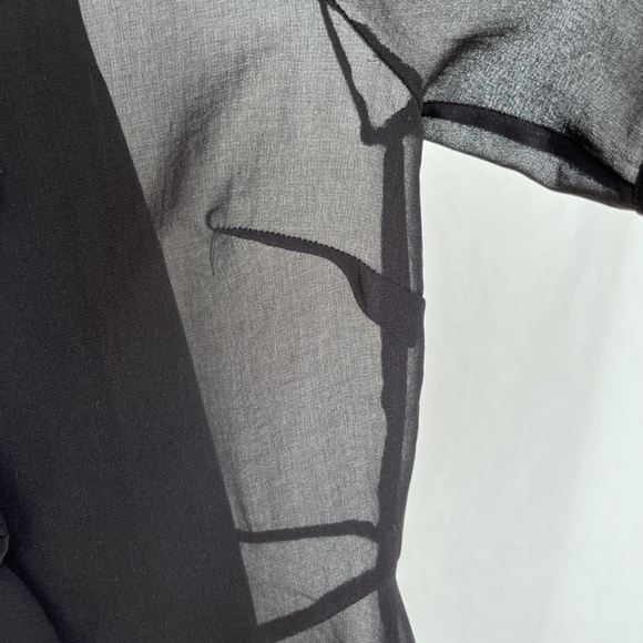 Zara (M) black dress with ruffles, chiffon, sheer, with slip. Office. Cocktail. - Picture 5 of 16